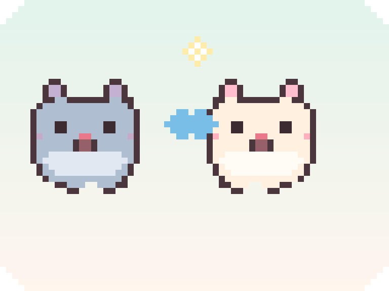 two pixel cats play-fighting